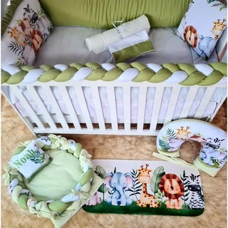 Kit Berço 10 Peças Sublimado Safari Verde