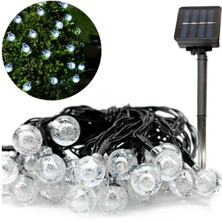 Kit 2 Solar Pisca-Pisca 30 Bolas Led Natal Luz Branco Frio