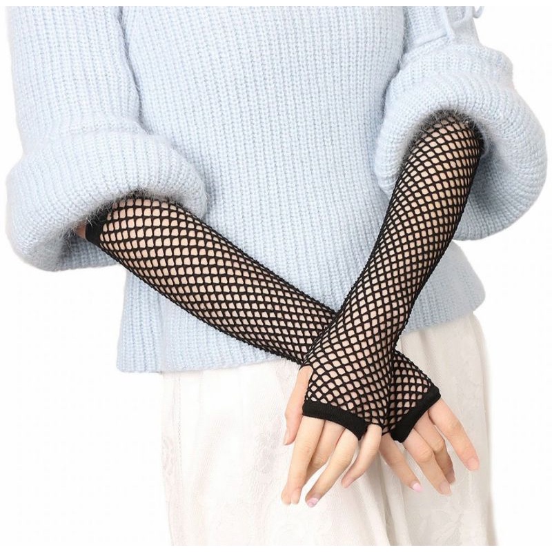 Luva Arrastão Longa Punk Rock Gótico Kpop Egirl | Shopee Brasil