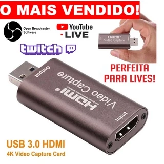 Placa De Captura Hdmi Usb 3.0 4k 1080p Streaming Live Gamer 60fps PERFEITA PARA LIVES