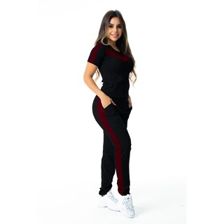 Conjunto Calça Blusa Feminina Moda Ribana Outono Inverno Cinza