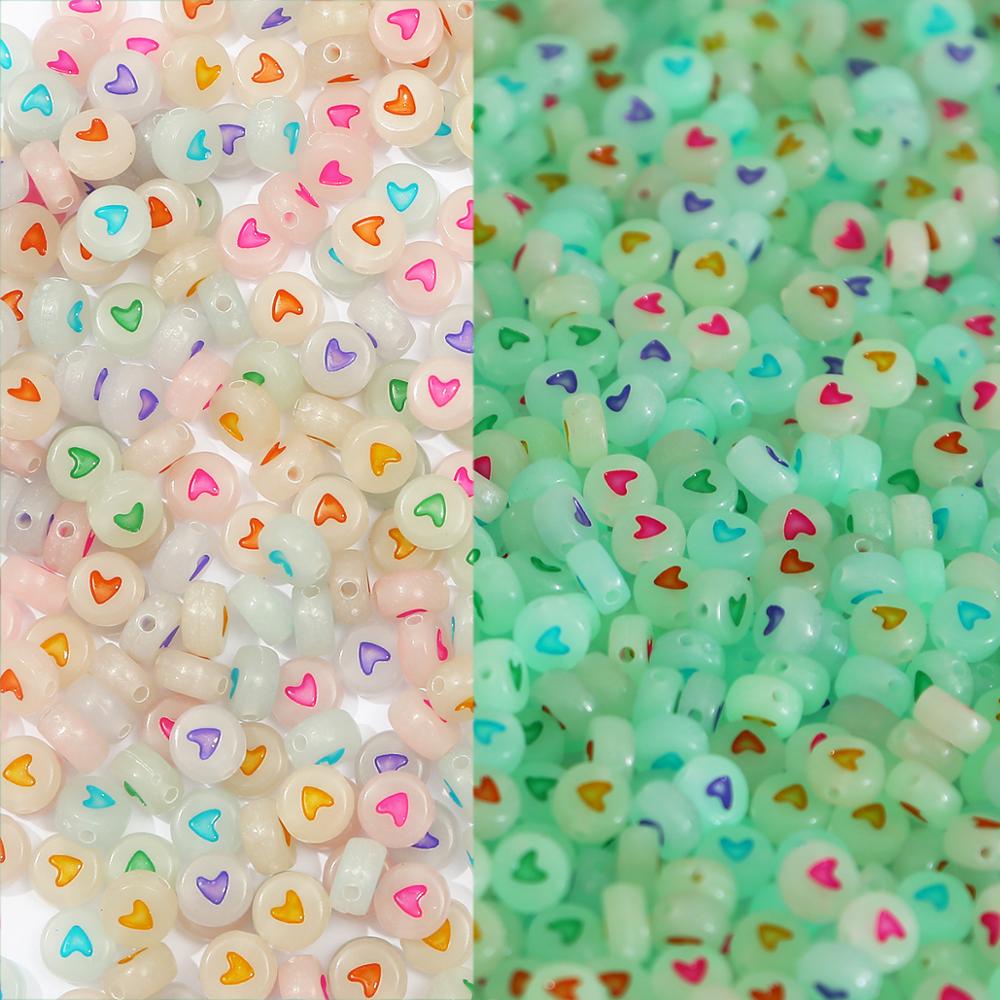 100 Pcs Carta Luminosa Contas Do Amor Do Alfabeto Acrílico Spaced Beads Para Fazer Jóias Diy Encantos Pulseira Necklack