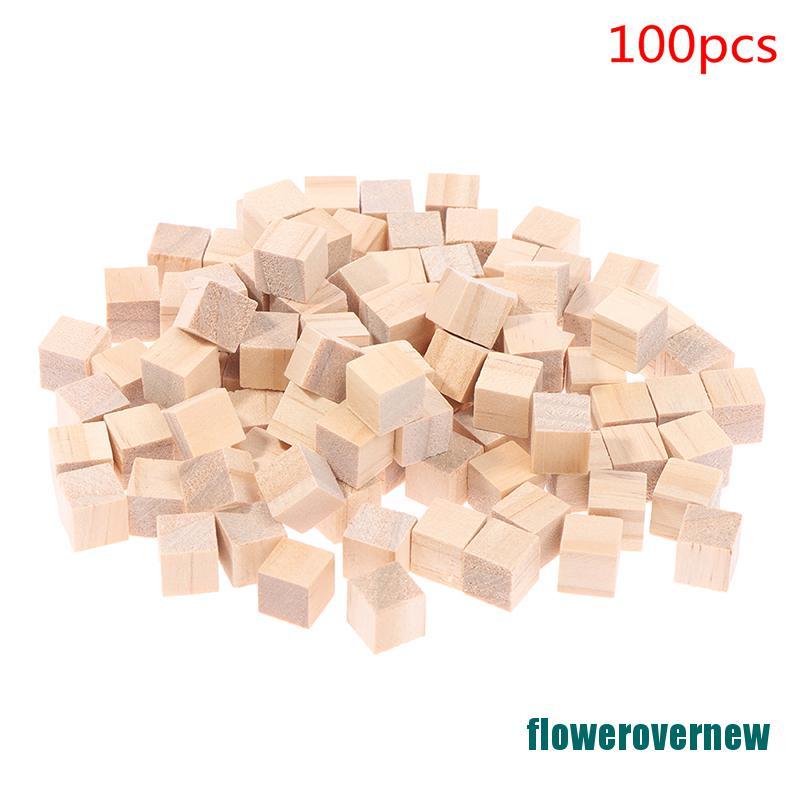 FYCC 100pcs Mini Cubos Sólidos Quadrados De Madeira Não Acabado Em Branco Para Trabalho Artesanato