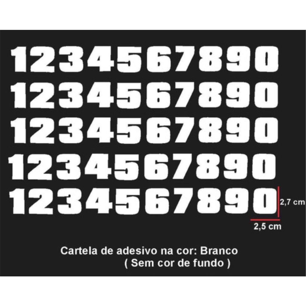 24 Adesivos Numeros Para Placa Numerol. Laranja 1234567890