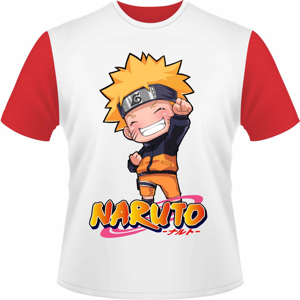 Camiseta Naruto Personagem Cute Fofo Pequeno Kid Algodão