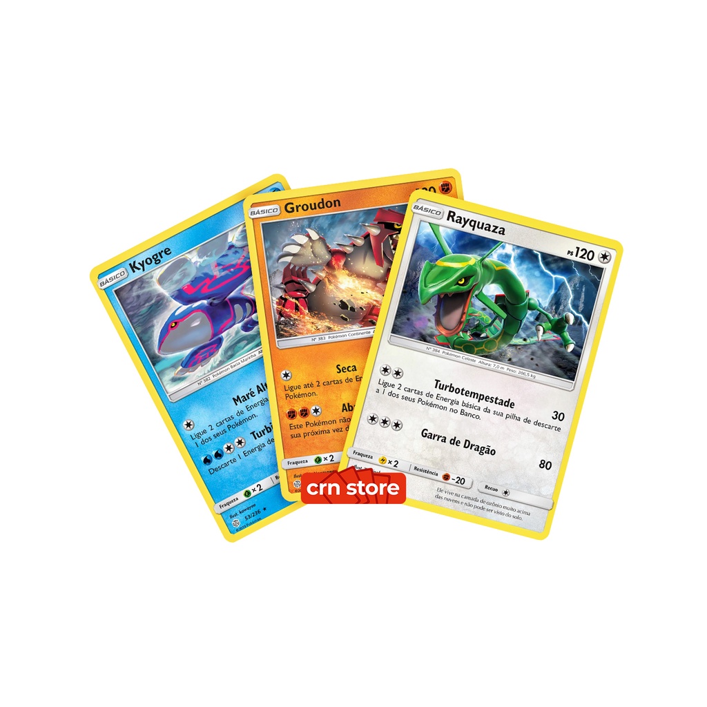 Kit Carta Pokémon Lendários Rayquaza Groudon Kyogre