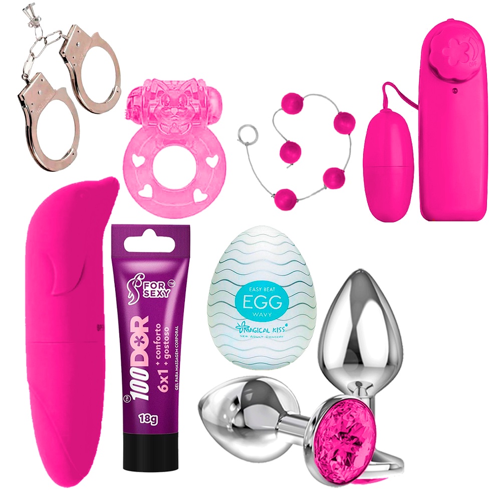 Plug Anal + Vibrador Ponto G + Bullet + Anel Peniano + Bolinha Tailandesa +  Egg + Algema + Lubrificante Anal Sex Shop | Shopee Brasil