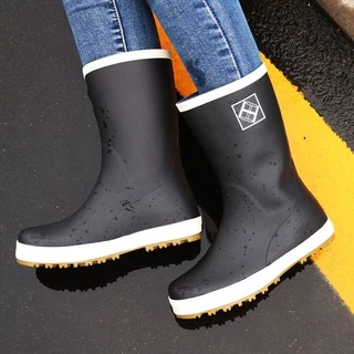 Botas de chuva antiderrapantes Botas de chuva Mid-top Botas de chuva Mid-top Homens Botas de chuva Mid-top Botas de chuva Anti-derrapante Botas de chuva Fashion Rain Boots Homens Primavera Verão Verão Exterior Botas de chuva Homens Mulheres Mid-top Flat W