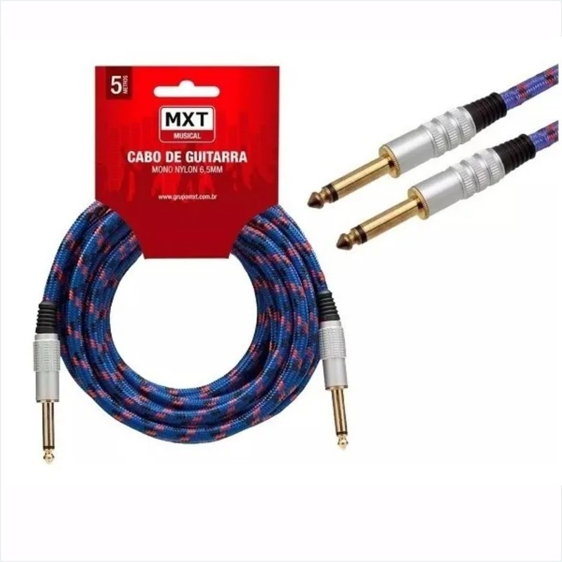 Cabo Nylon Guitarra Violão Baixo 5 Metros Blindado P10 / P10