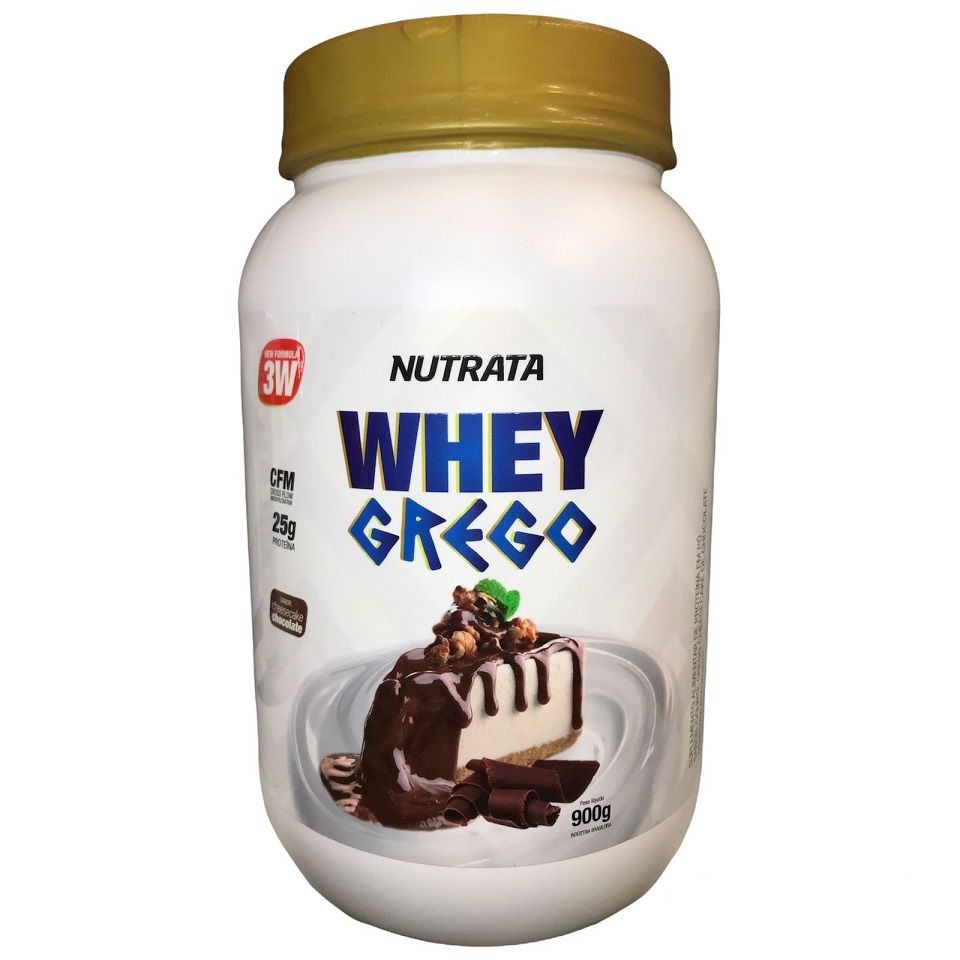 Whey Grego (900g) – Nova Fórmula – Nutrata – Cheesecake de Chocolate