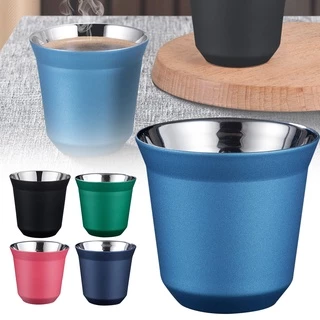 Caneca de café expresso de aço inoxidável de parede dupla Pixie Nespresso Caneca de café isolada com capacidade de 80 ml