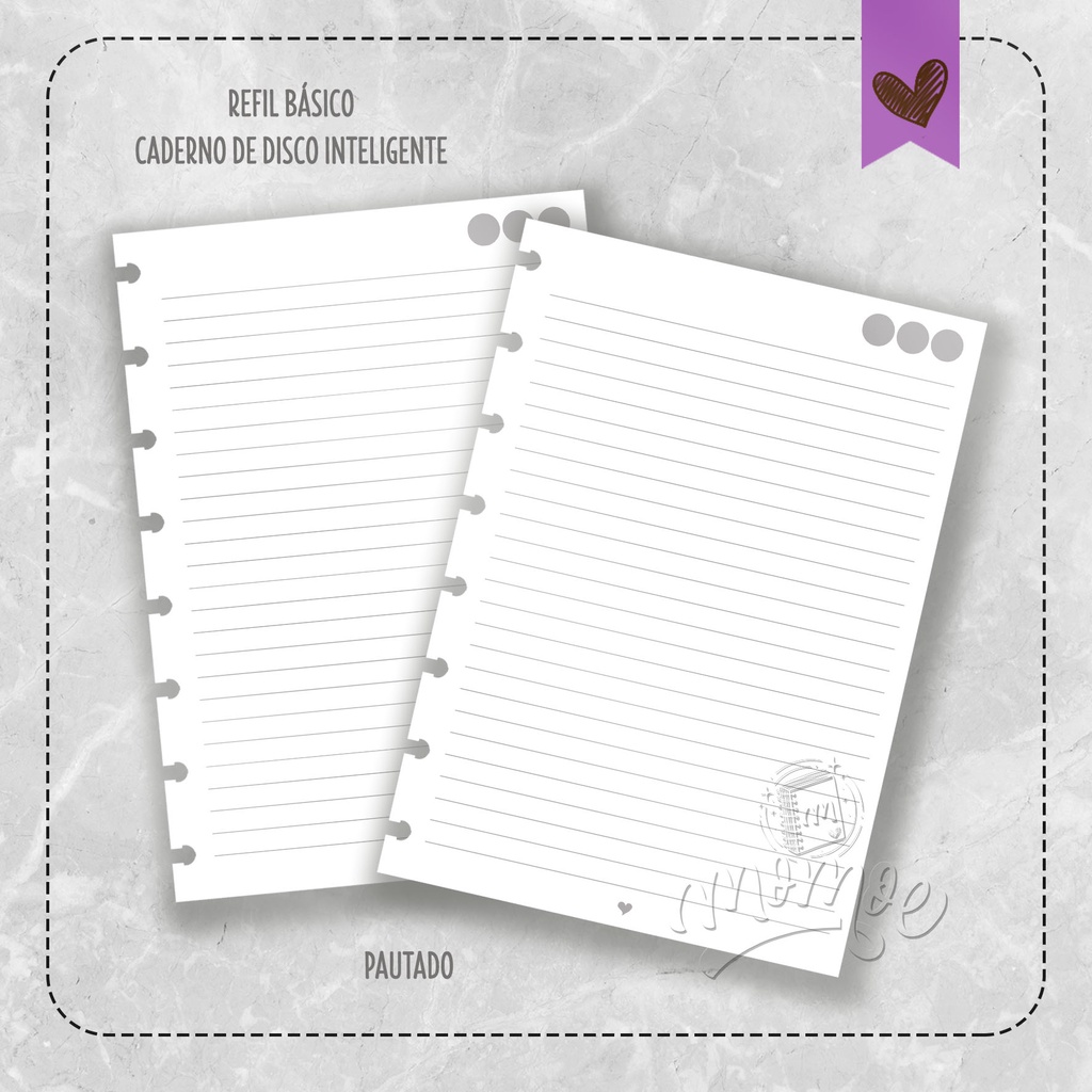 Refil Básico Tradicional para Caderno de Disco Inteligente - Tamanho A5, Médio e Grande