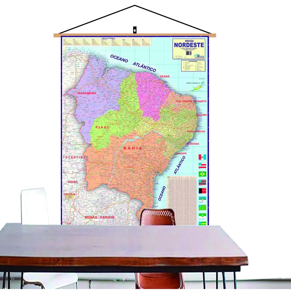 Mapa Região Nordeste Brasil Banner Laminado 120x90cm Atual Shopee