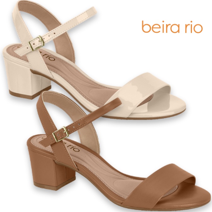 Sandalia salto grosso baixo best sale beira rio