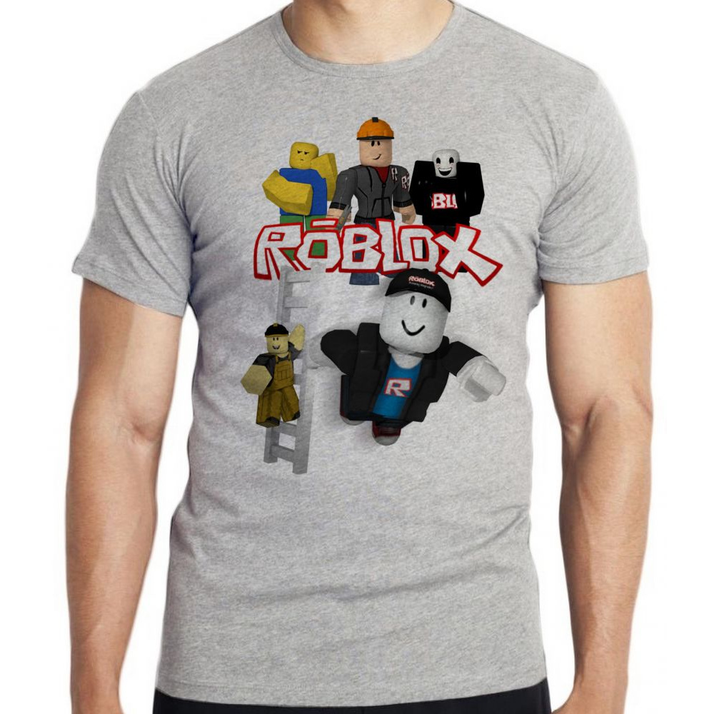 Camiseta Infantil Roblox Turma - Logo Cinza