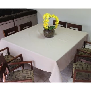 Toalha de Mesa Quadrada em Tecido Linhão Estampado 1,80m X 1,80m Palha Sala/Jantar