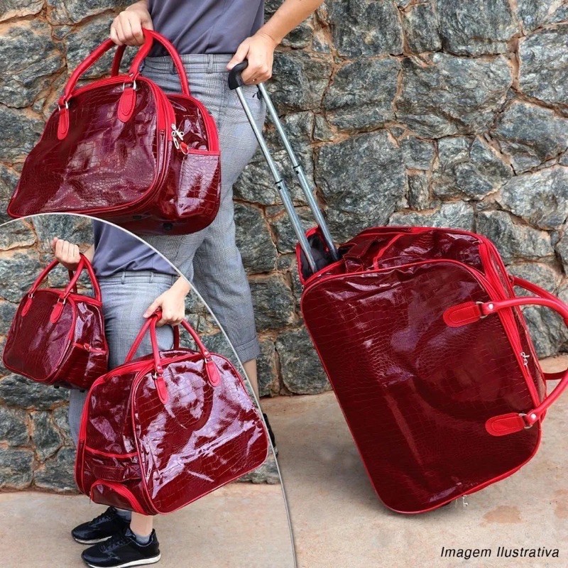 Kit Conjunto De Viagem Mala com Rodinhas com Bolsa De Mão Estampada em  Promoção na Americanas