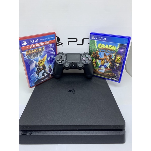 Ps4 Slim, 1Tb, 1 controle, 3 jogos de CD