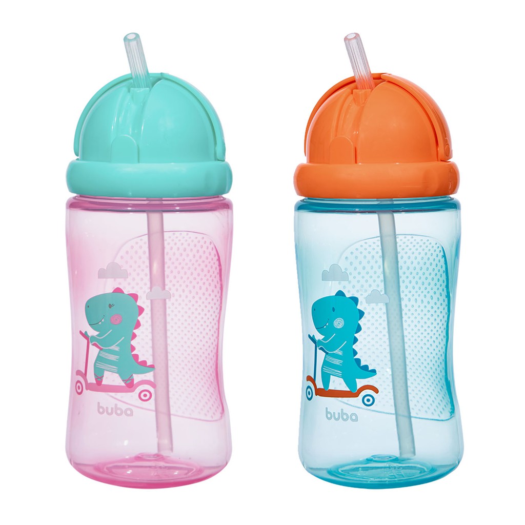 Garrafinha de Água Buba 400ml Criança Bebê Canudo em Silicone ...