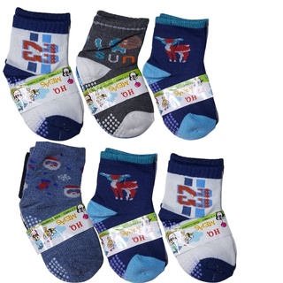 Kit 12 Pares Meia Infantil Menino Antiderrapante Estampada Colorida Meias Infantil de meninos