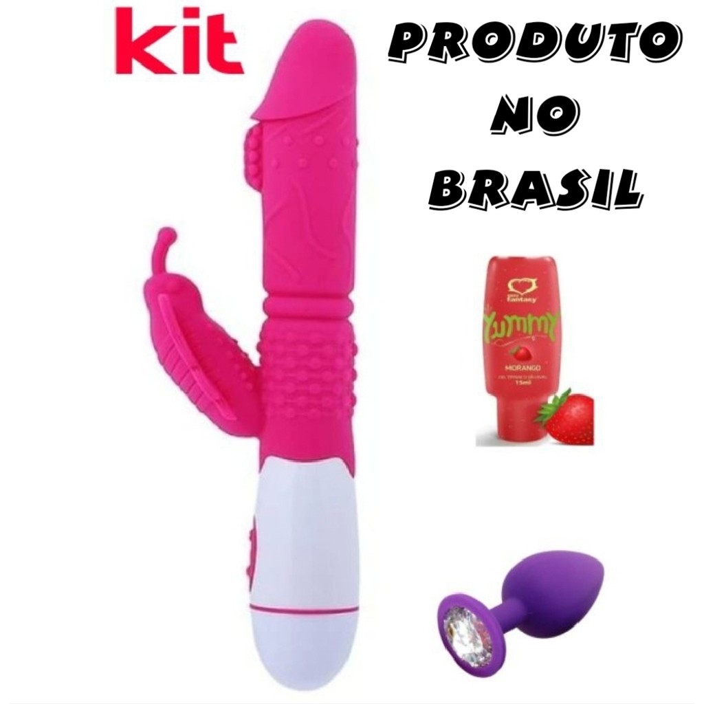 kit vibrador consolo estimulador de Clitóris e ponto G+ plug anal + gel  saborizado