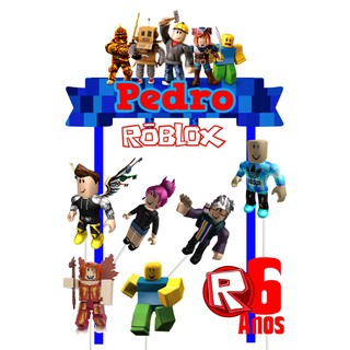 1 Topo Bolo Roblox Blox Fruits + 10 Toppers P/ Doces