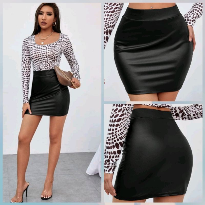 Mini Saia em Cirrê Imita Couro