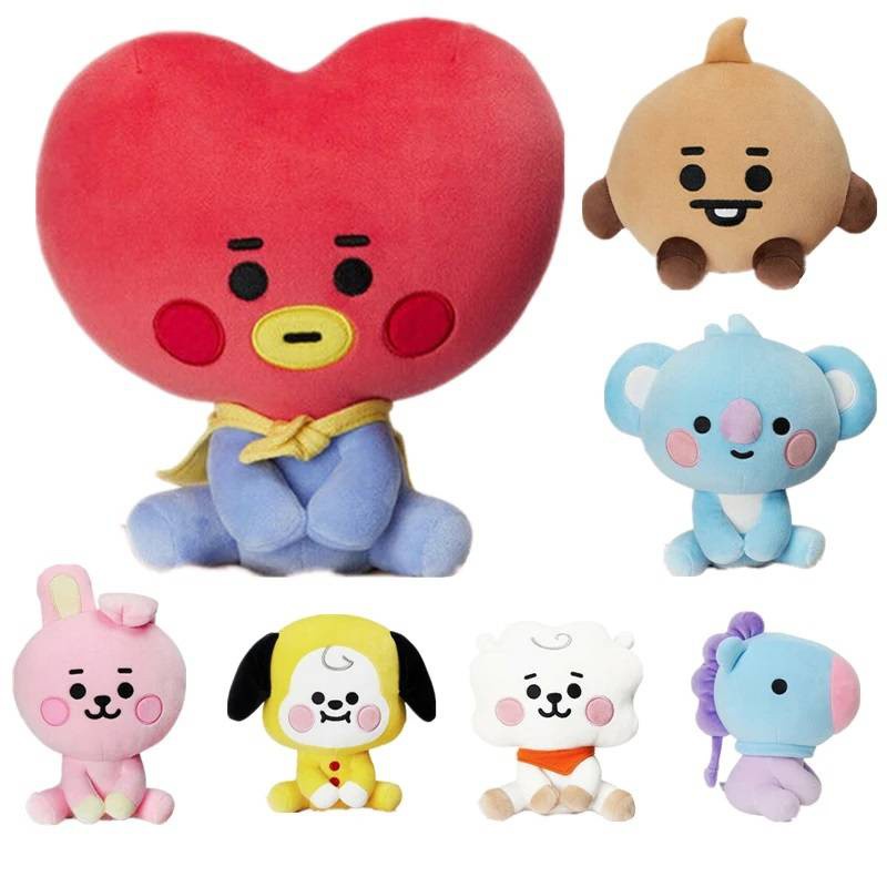 Nova Kpop Bts Bt21 Bonito Dos Desenhos Animados Anel Chave De Brinquedo De Pelúcia Boneca Animal Chaveiro De Pelúcia Pé Crianças Presente De Natal Chimmy Cooky Koya Mang Rj Shooky Tata