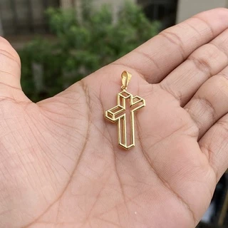 Pingente de Ouro 24k Pingente Masculino de Cruz Vazada Banhado a Ouro em Oferta na Shopee