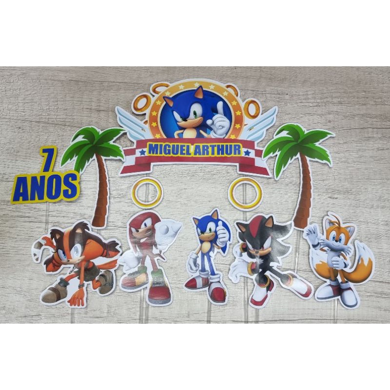 Topo de Bolo Sonic para imprimir totalmente grátis