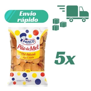 Kit 5 pacotes Pão de mel Panco 500g
