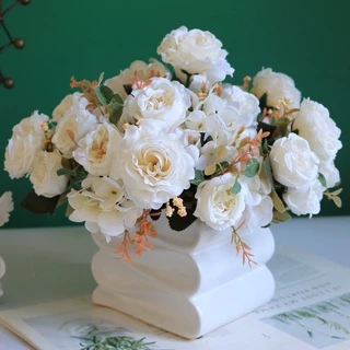 Dualswish Retro Peony Hydrangea rose Combinação Estética Flores Artificiais Decoração De Dormitório Casamento Casa
