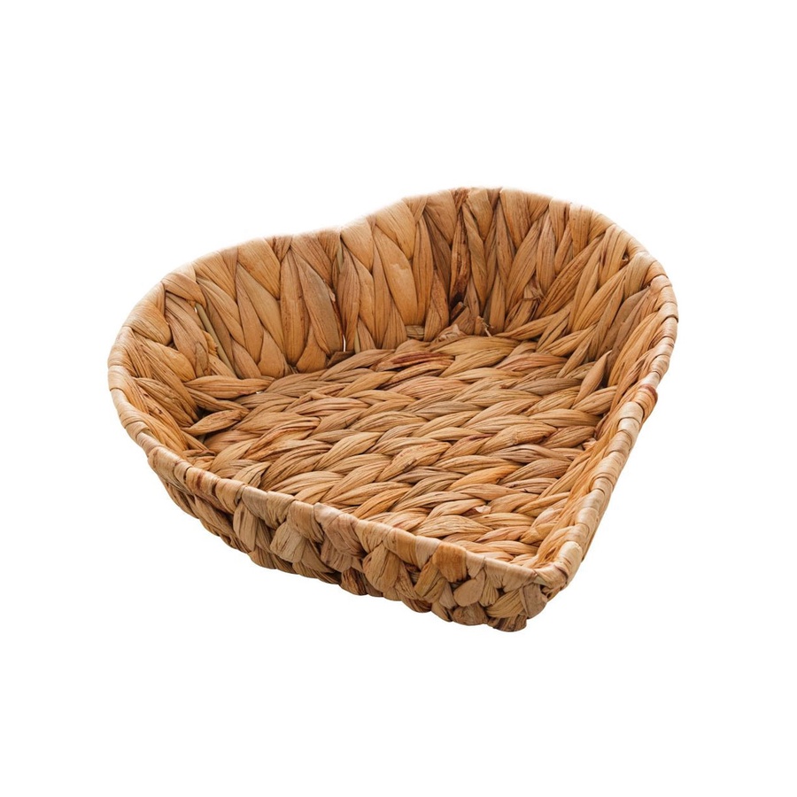 CESTA DE FIBRA CORAÇÃO NATURAL 24X23X6,5CM