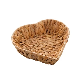 CESTA DE FIBRA CORAÇÃO NATURAL 24X23X6,5CM