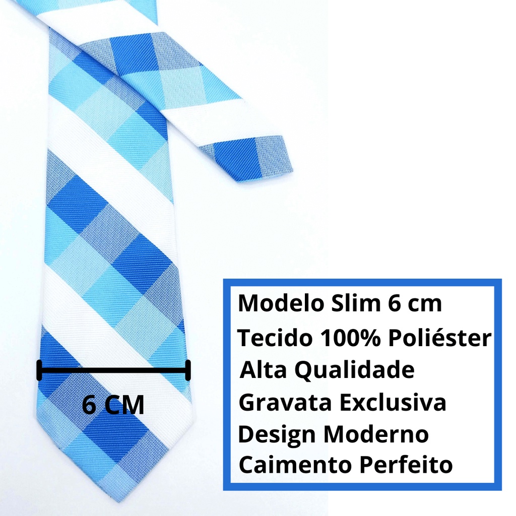 Gravata Slim Xadrez Azul Design Italiano - O Gravateiro - Gravatas,  Acessórios e Moda Masculina