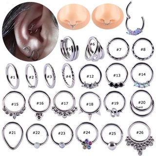 1peça G23 Anéis De Argola De Nariz De Titânio Clicker Piercing Segmento Dobrado Helix Jóias Corporais