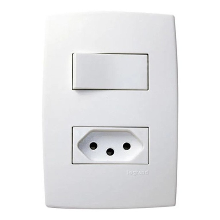 Interruptor Luz Com Tomada Simples 3 Pinos 10a 4x2 Branco Moderno ...