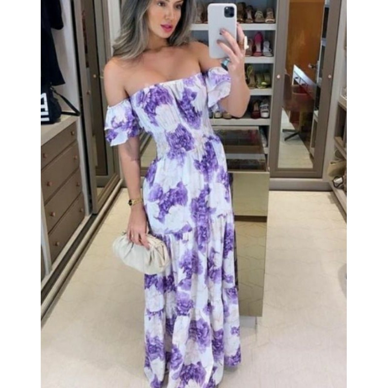 Vestido ciganinha hot sale floral longo