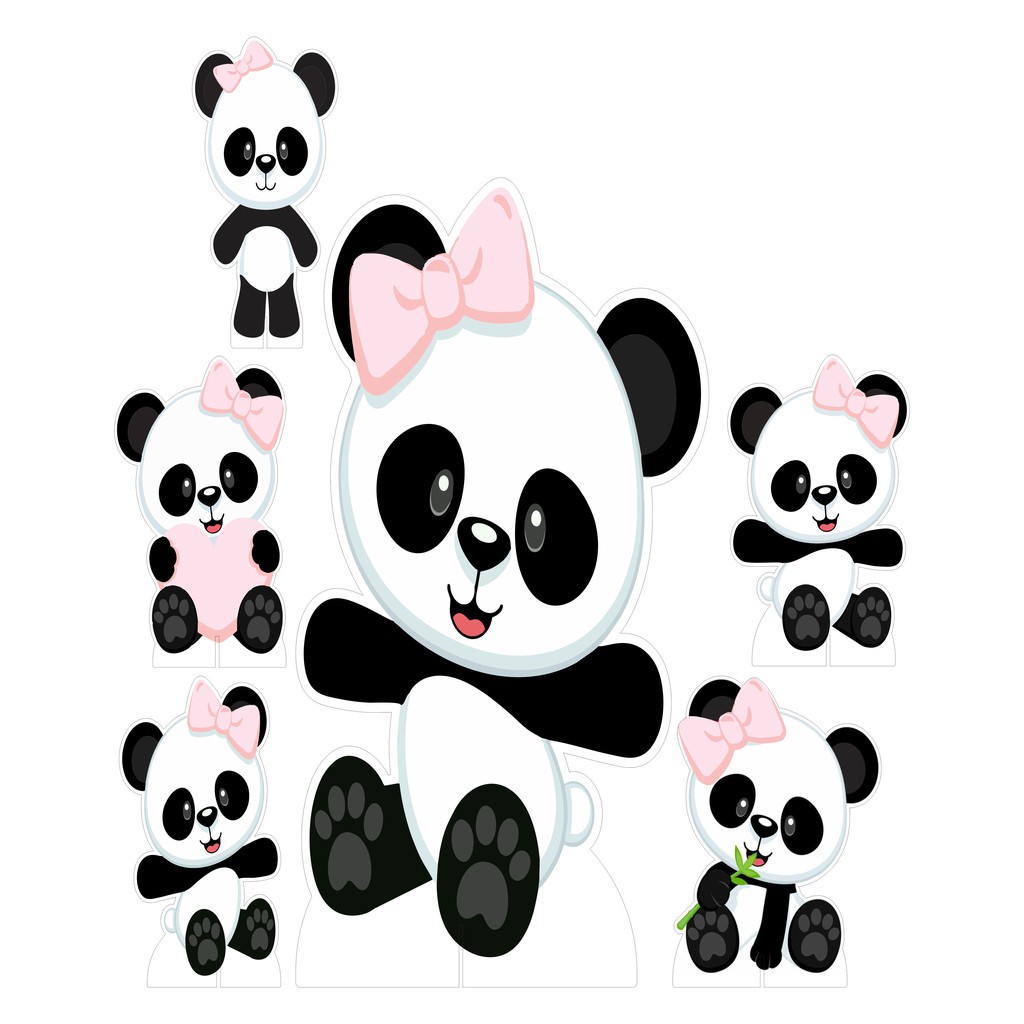 Kit Display + Elipse ROSTO Festa Infantil Urso Panda (FEMININO) (ROSA BEBÊ)  (MODELO 2)