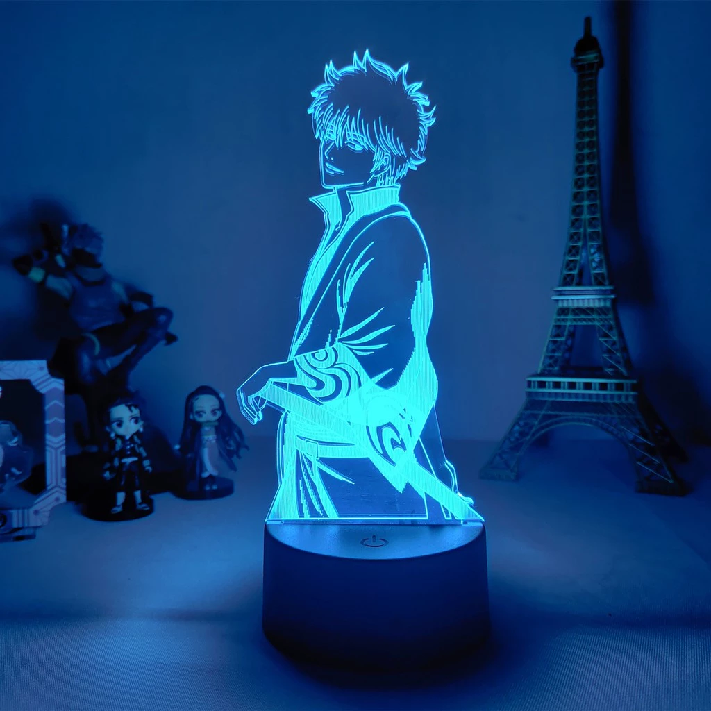 Anime Gintama kleinata 3d Boneco Claro Noturna Para Decoração De Quarto Meninos E Meninas