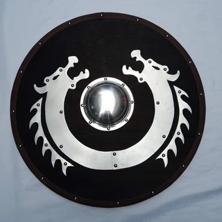 Escudo viking dragão Carbonizado medieval nórdico