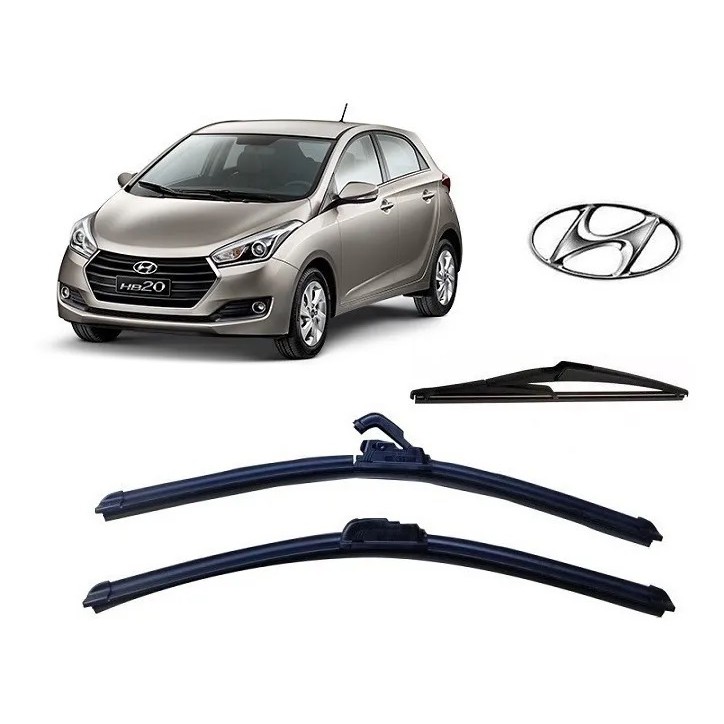 Hyundai Hb20 2018 = Kit 3 Palhetas Limpador Parabrisa Dianteira ...