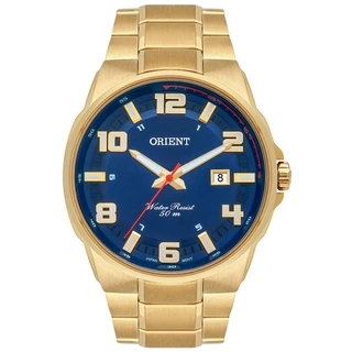 Relogio Orient Masculino Dourado Azul Mgss1186 D2kx