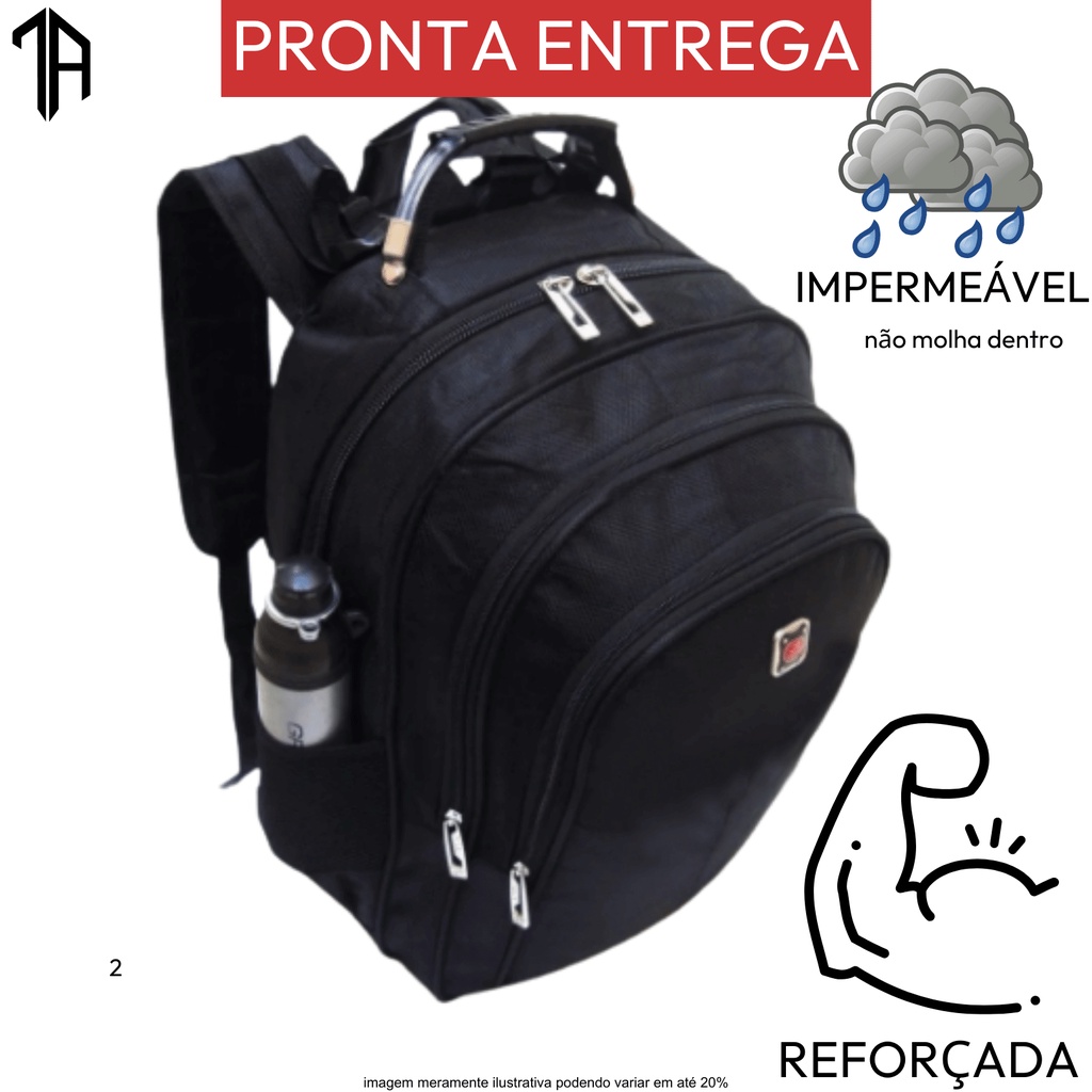 Mochila ejecutiva Mochila Viagem Executiva Masculina Feminina Preta Bolsa  Mochila Resistente Multi Utilidades Escolar Urbano Masculina Feminina Preta  Bolsa color gris diseño liso 25L