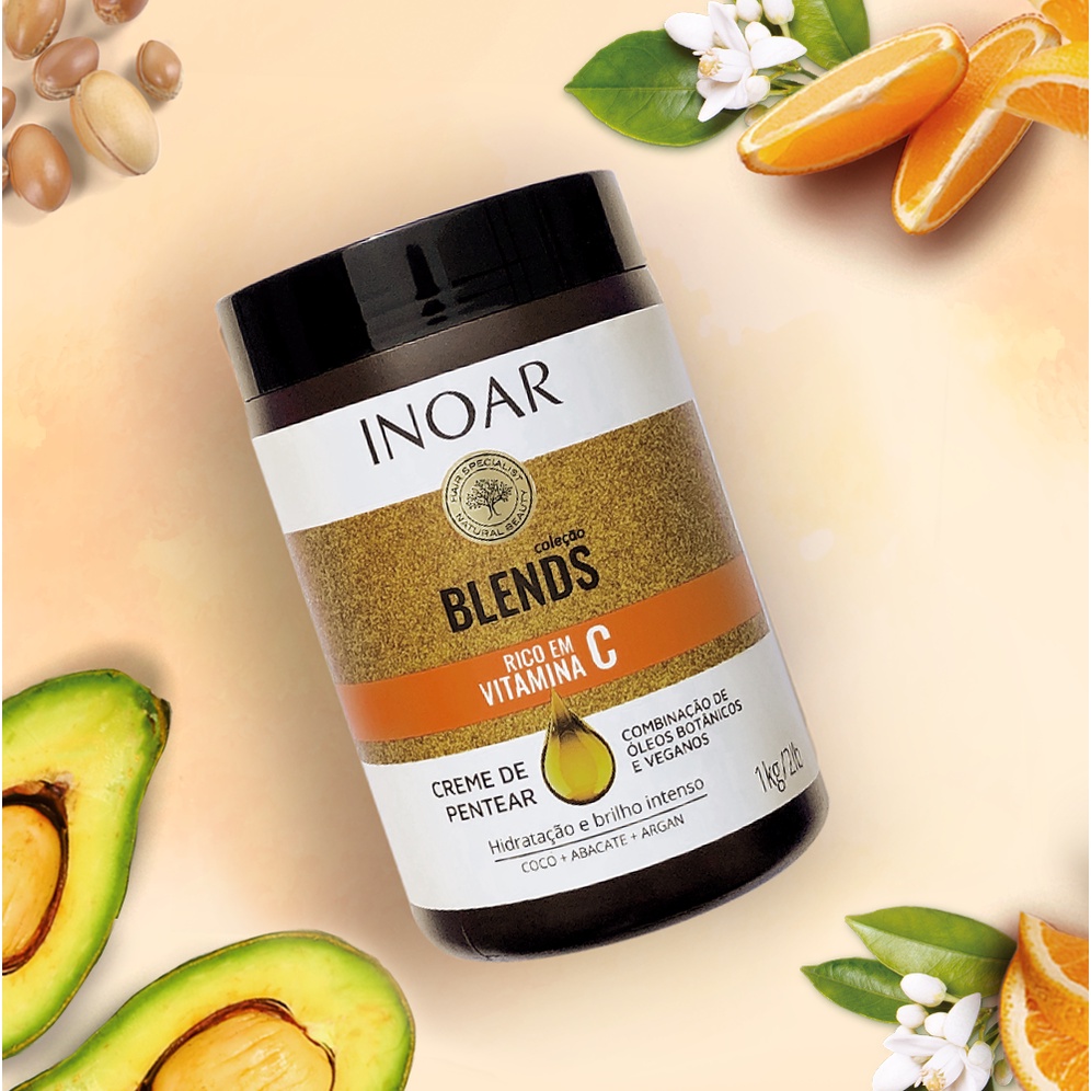 Inoar Coleção Blends Creme Pentear 1kg Rico Vitamina C | Shopee Brasil