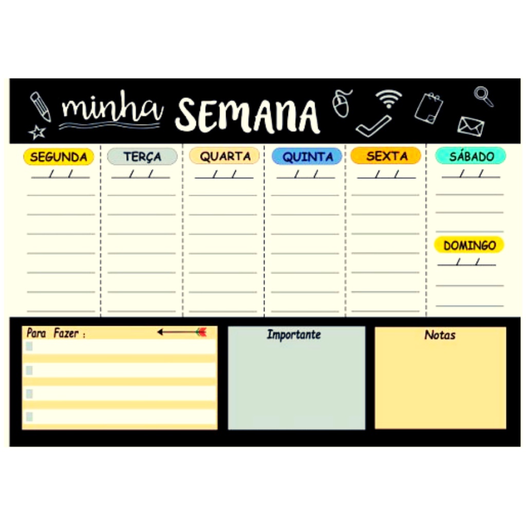 Planner Semanal 29x40, Quadro De Planejamento, Mural De Tarefas, Quadro ...