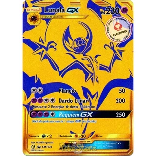 Carta Pokemon Lunala GX Dourada Full Art Português Original Copag SM103a Promo