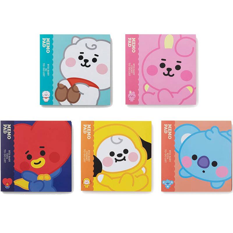 KPOP BTS BT21 Memo Pad Bookmarks Cute Baby Cartoons Sticky Notes index ...