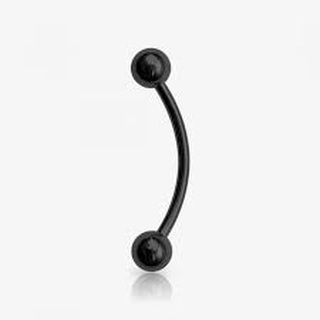 Piercing Bananinha para Sobrancelhas, Rock em aço Cirúrgico PVD Black/Preto  - 1 Peça