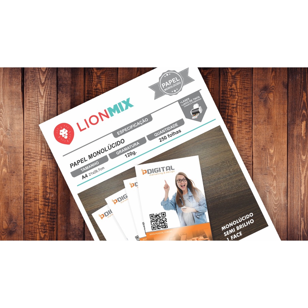 Papel Monolúcido 120g. Pct 250 Folhas - A4